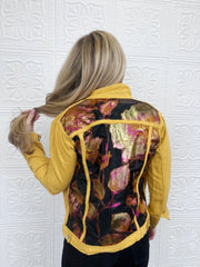 Blossom Organza Brocade Denim Jacket