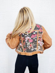 Alba Red Lace Denim Jacket