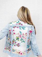 Flora White Lace Denim Jacket
