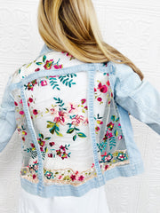 Flora White Lace Denim Jacket