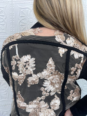 Genevieve Gold Lace Denim Jacket