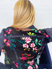 Flora Black Lace Denim Jacket