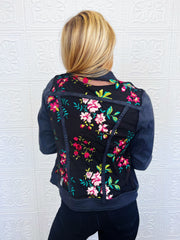 Flora Black Lace Denim Jacket