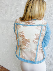Genevieve Gold Lace Denim Jacket