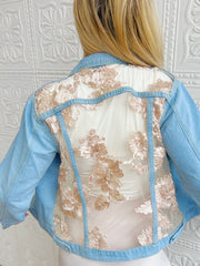 Genevieve Gold Lace Denim Jacket