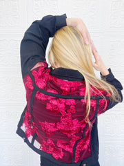 Genevieve Deep Red Lace Denim Jacket
