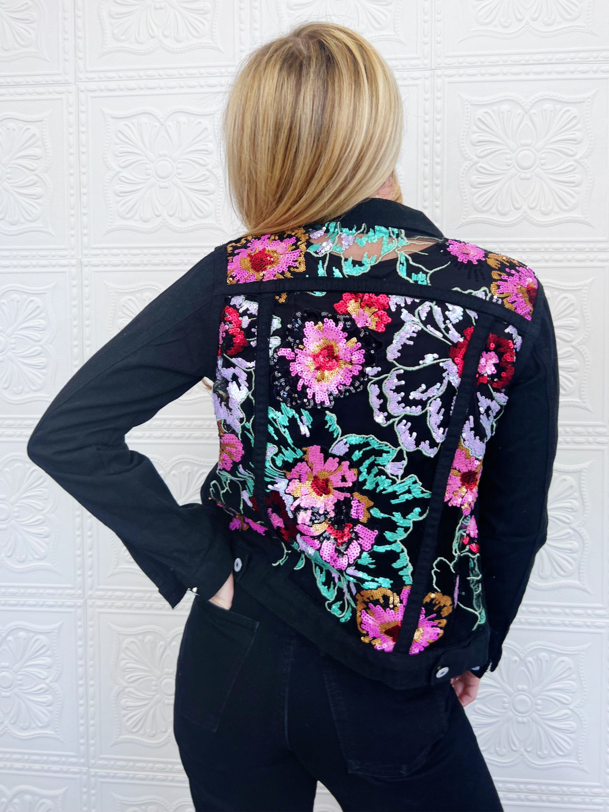 Shimmy Lace Denim Jacket