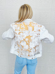 Cosmo White Lace Denim Jacket