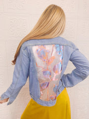Fleur Organza Brocade Denim Jacket